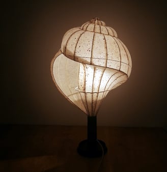 Schnecke Lampenfuß Lampe auf Maß Sonderanfertigung Wunschlampe Einzelstück Unikat Schneckenlampe mit Papier Lampenschirm