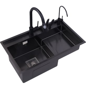 Nano Black Handmade sink with step