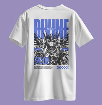 a white t - shirt with a graphic of a demon