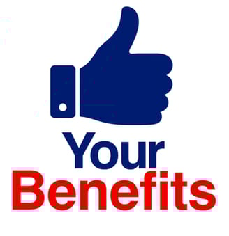 a thumbs up with the words your benefits