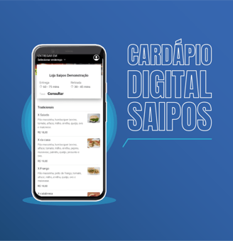 um cardápido digital em um celular