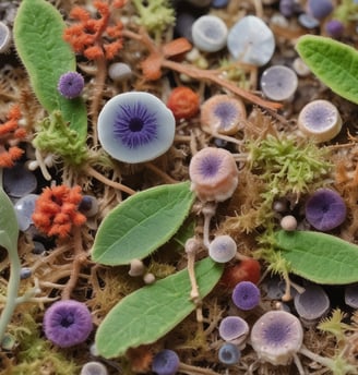 Two small plants with green leaves are growing in bags labeled as 'pure coco coir' and are placed inside a black plastic container. Next to the plants, there are containers of gardening products, including a large white bottle labeled 'pure nutrients BOOST'. The background appears to be a reflective silver surface.