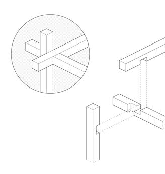 A detail drawing of a custom wood joint