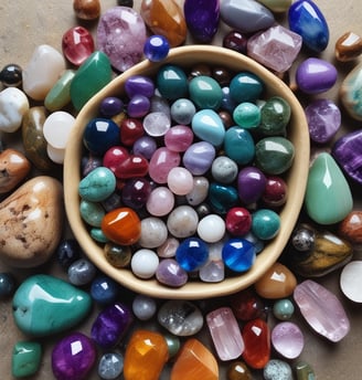 assorted color stone on gray concrete floor