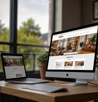 a computer monitor and a laptop computer sitting on a desk