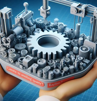 WIKXY The engineer holds a taylormade 3D printed gears. Available at WIKXY 3D Printing in Stoke-on-Trent.