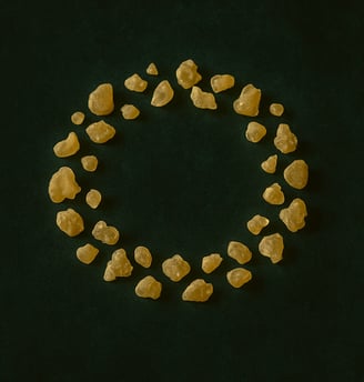a circle of frankincense on a green background