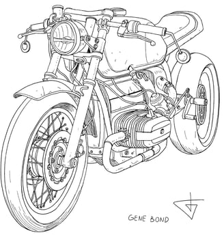 how to draw motorcycles cafe racer gene bond