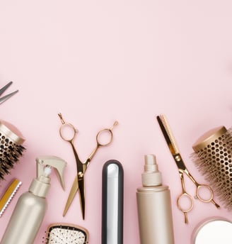 a variety of hairbrushes and hair styling tools