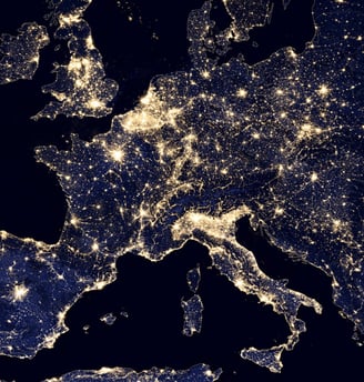 imagem do continente europeu durante a noite