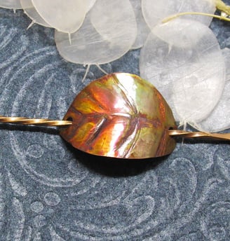 iridescent copper leaf hair pin