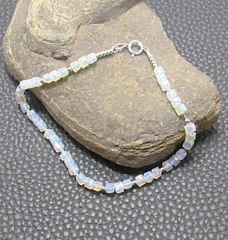 beaded sterling silver bracelet cube beaded