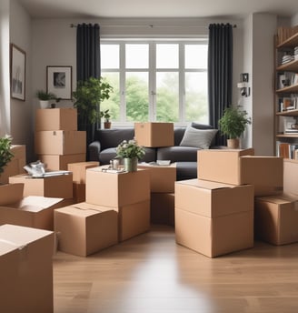 A stack of flattened and tightly packed cardboard boxes and packaging materials, displaying various printed labels, logos, and text in multiple colors. The cardboard is crumpled and layered, showing visible wear and tear, and some pieces have torn edges.