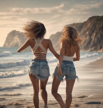 friends dancing on the beach