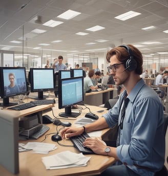 man in black shirt wearing black headphones