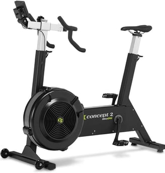 a stationary exercise bike with a black and white background