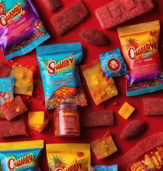 dulces de mango y piña enchilada. chuches. mango y piña deshidratada. 