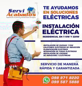 "Técnico de Serviacabados realizando la instalación de un sistema eléctrico en una casa