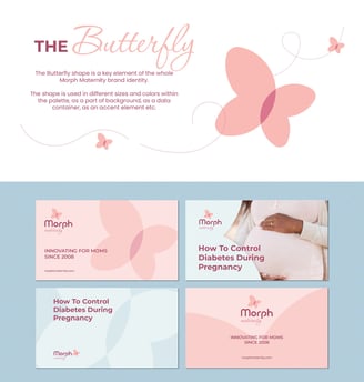 Pregnancy care brand identity logo, colors, icon