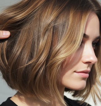 a woman with a short haircut and a black top