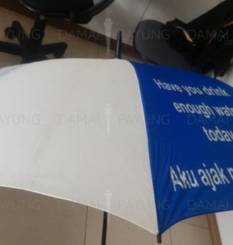 payung promosi polos fiber biru putih detail gambar 1
