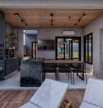 Projeto moderno residencial de interiores área gourmet em Hortolândia - Aborin Arquitetura