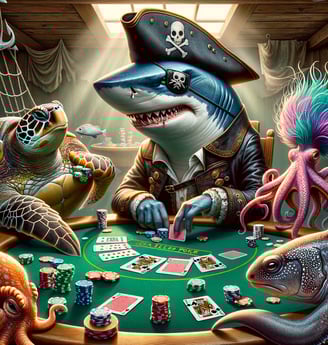 a shark shark with a pirate hat and a pirate hat