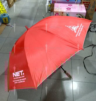Payung promosi polos golf merah silver NET TV