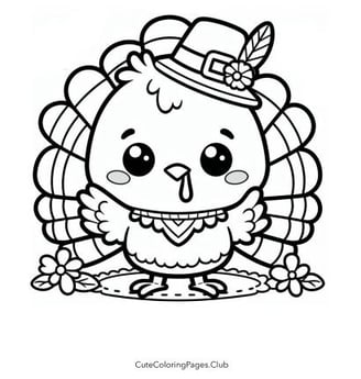 Cute Turkey Coloring Page
