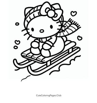 Hello Kitty Sledding Coloring Sheet