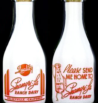 Shangri-La Dairy Lake County California Milk bottle