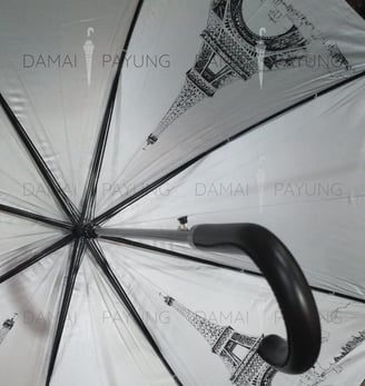 Payung promosi polos golf Rosida premium hitam silver paris dalam