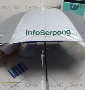 Payung promosi polos golf silver biru InfoSerpong