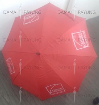 Payung promosi polos golf merah silver owens corning
