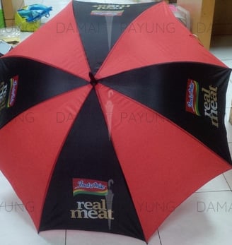 Payung promosi polos golf merah hitam indomie real meat