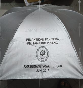 Payung promosi polos golf silver biru pelantikan PN. Tanjung Pinang 2