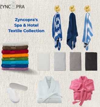 Toallas y batas de spa para hoteles - colección textil de Zyncopra.