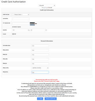 credit card payment