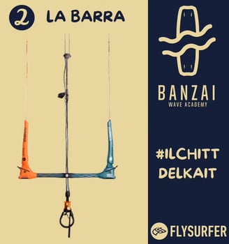 una barra di controllo da kitesurf in tutte le sue componenti.