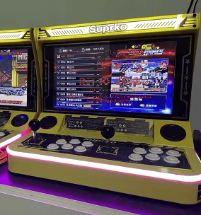 two arcade game machines with two arcade games