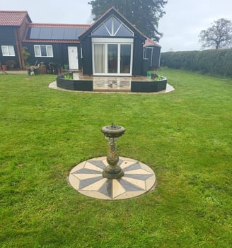 Completed patio and base for sundial