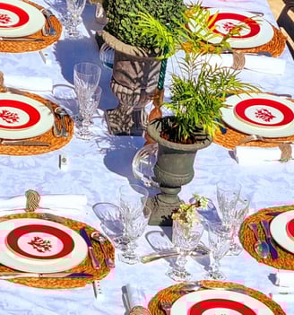 assiette en porcelaine rouge corail
