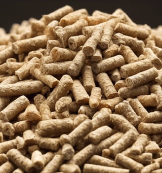 a pile of wood pellets with a pile of wood pellets