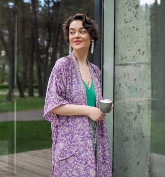 LAVENDER SILK KIMONO DUSTER FOR WOMEN BEACH AND SUMMER
