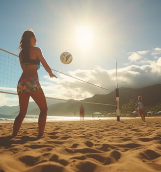 Beach volleyball in Hawaiian beaches