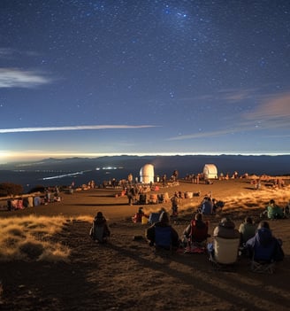 Tourists stargazing in Mauna Kea, Hawaii