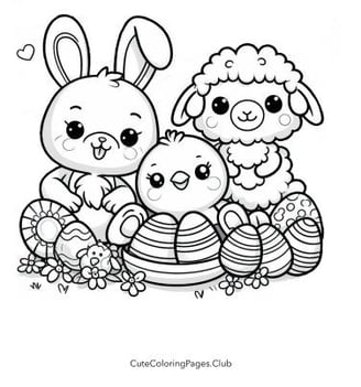 Three Easter Friends Coloring Sheet