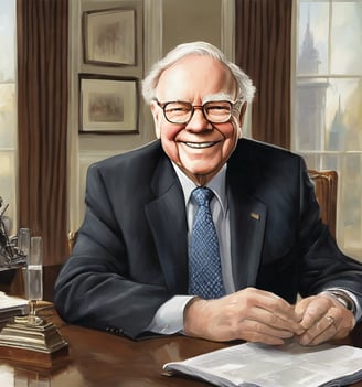 a man in a suit and tie sitting at a desk warren buffett