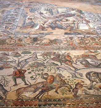 Late Roman mosaics at Villa Romana La Olmeda, Spain, 4th-5th centuries AD.