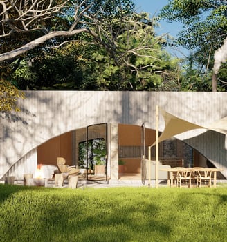 a house with a large patio area and a patio area